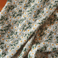 50x135cm Retro Art Daisy Embroidery Fabric Cotton Linen 3D Daisy Jacquard Fabric For Diy Dress Tablecloth Bag Cushion