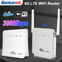 Benton CAT6 4G LTE Router 300Mbps Unlock Wireless Router with SIM Card Slot WiFi Repeater 4g WiFi Router Modem 32 Users