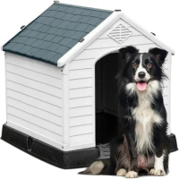 Kennels, 34.5'' Large Plastic Dog House Outdoor Indoor Doghouse Puppy Shelter Water Resistant Easy Assembly Sturdy Dog Kennels