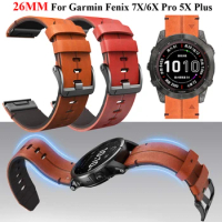 Wristband Bands For Garmin Fenix 7X 6X Pro Smart Watch 26mm Leather Strap Fenix 5X Plus 3 3HR Bracelet Straps Accessories Correa