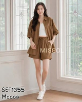 Setelan Oversized Linen Premium - One Set Linen - SET1355 One Size MOCCA