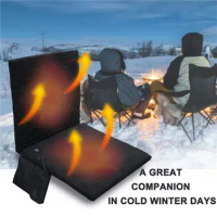 Portable Heated Seat Cushion Outdoor Camping Thickened Foldable Chair with Back Support Temperature Adjustment
