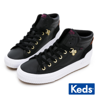 Keds DEMI MID TRX 個性皮革厚底高筒鞋- 黑