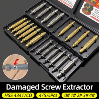 Hss S2/4341/CO Titanium Extractor Remover Drill Bit Disassemble Screws Bolt Stud Slip Teeth Damaged Demolish Nails Tools Sets