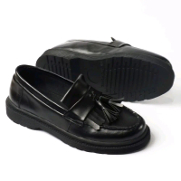 MATIN-Sepatu Loafers Pria Adrian Tassel Hitam Loafer Formal Kerja