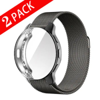Magnetic Loop Strap For Garmin Venu 2 Plus / Venu 2 2S Metal mesh bracelet For Garmin Vivoactive 4 4s Full Cover Protective Case