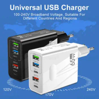 Fast USB Charger Block 65W Fast Charging Block For Phone With 3 USB And 2 Type-C Ports 3.1A Travel Charger Adapter For Tablets