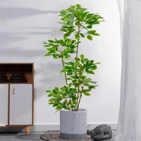 78in Large Artificial Plants Tropical Tree Fake Banyan Leaves Plastic Ficus Plants Floor Tree For Home Garden Outdoor Shop Decor
