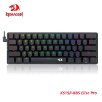REDRAGON K615P-KBS Elise Pro Mechanical Keyboard Wireless Bluetooth Tri-Mode RGB Blue Switch 61 Keys Gaming Keyboard