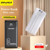 Awei P168K 10000mAh Power Bank With Type C&amp;Lightning Cable 22.5W Fast Charge External Spare Battery for Mobile Phone Powerbank