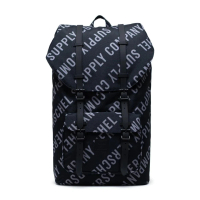 【Herschel】Little America 大型 滿版Logo 黑色 橡膠帶 筆電夾層 大容量 帆布 背包 後背包
