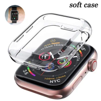 TPU Cover for apple watch case series 9 8 7 6 5 4 3 SE 41mm 45mm 38-42-44-40mm screen protector for apple watch band Accessories