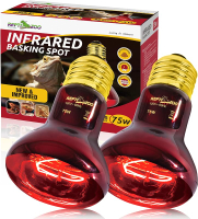 REPTIZOO 75W Reptile Heat Lamp Bulb 2PCS Day & Night Baskin Light Combo Pack Includes Infrared Heat 