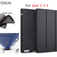 For ipad 4 Ipad 2 3 Case Leather Case Soft TPU Back Trifold Smart Cover Shockproof Protective Case for iPad 2/3/4