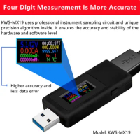 KWS-MX19 USB Tester DC 4V-30V 0-5A Current Voltage Meter Timing Ammeter Digital Monitor Cut-off Power Display Bank Charger