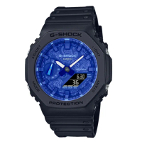 【CASIO 卡西歐】GA-2100BP-1A CASIO G-SHOCK 雙顯錶 變形蟲 藍色 防水200米 GA-2100BP(GA-2100BP-1A)