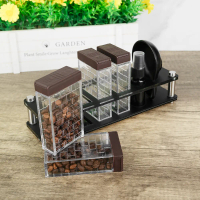 Coffee tool storage base, coffee bean storage bottle, measuring cup, spray bottle, desktop storage r