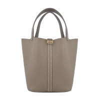 Hermes 愛馬仕 Picotin Lock 22cm T/C 牛皮桶包(18大象灰/W刻/金釦)