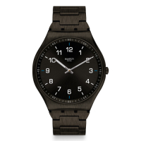 Swatch 超薄金屬手錶 SKIN SUIT BLACK -42mm