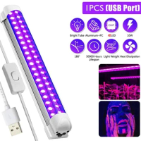 UV LED Tube Glow Light, Ultraviolet Lamp for KTV, Halloween Fluorescent Glow, Dark Party Stage, DJ Leash, T8 10W USB