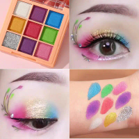 Bảng Phấn Mắt Chín Màu Mới Asha Raya, Màu Sắc Sặc Sỡ, Nhũ Lấp Lánh, Bảng Phấn Mắt Biểu Diễn Khiêu Vũ