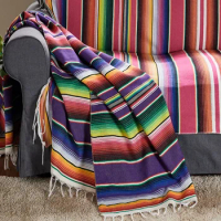 Mexican Sofa Blanket Party Tablecloth Table Flag Ethnic Style Sofa Cover Bed End Towel Woven Tassel Beach Blanket Beach Mat