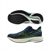MIZUNO 美津濃 慢跑鞋 男鞋 運動鞋 緩震 一般型 WAVE RIDER 28 藍綠 J1GC240308