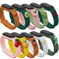 Silicone Cartoon Doll Strap for Xiaomi Mi band 3 4 5 Replaceable Breathable Soft Bracelet Mi band 6 Sports Wristband Accessories