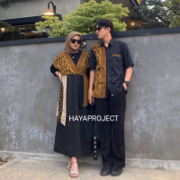 Baju Batik Tenun Couple Pasangan Gamis Wanita Kemeja Panjang Pendek Andin Dress Mamba Series atasan 