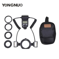 YONGNUO YN-24EX Macro Ring Flash Speedlite with 2 Flash Head 4 Adapter Rings for Canon 5D Mark II 5D Mark III 6D 7D