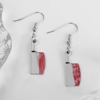 New Retro Bloody Horror Halloween Earrings Funny Saw Knife Hammer Personality Female Accessories Exaggerated Earrings