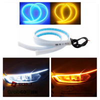 Lampu LED Alis DRL Sein Running Fleksibel Tahan Air Dua Warna