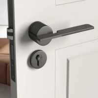 Grey American/ Bedroom Mute Door Handle Lock Security Entry Split Silent Lock Core Door Furniture Indoor Door Handle Lockset