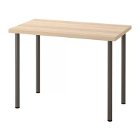 LINNMON/ADILS 書桌/工作桌, 染白橡木紋/深灰色, 100x60 公分