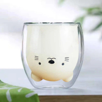 Alat Dapur LETUZI Gelas Kopi Anti Panas Double Wall Glass Cute Cartoon 250 ml - Transparent Viral