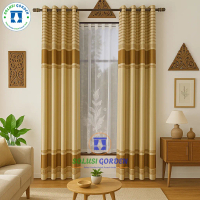 Gorden Jendela Kamar Mewah Motif Garis Minimalis Modern Kain Blackout Import 80% Tebal Curtain Biru