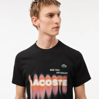 【LACOSTE】男裝-Lacoste Tennis x 丹尼爾·梅德韋傑夫短袖T恤(黑色)