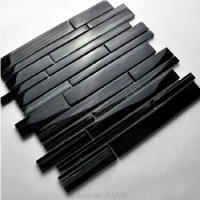 Black Bamboo Hand painted Crystal Glass Mosaic Tile wall tile bathroom TV background tile 3D wallpaper