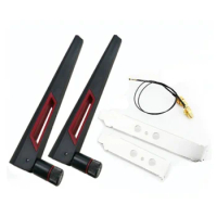 2X8Dbi Dual Band M.2 IPEX MHF4 U.Fl Cable to RP-SMA Pigtail WiFi Antenna Set for AX210 AX200 9260 9560 NGFF Card