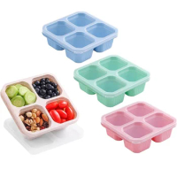 1pcTransparent lid for snack containers, reusable lunch preparation container, BPA free, 4-cell food storage container