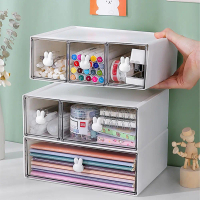 On Sale [BSU] Stationery Organizer White Transparent Drawer Desk Box Transparent White Rabbit Statio
