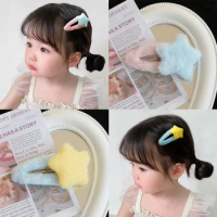 Sweet Handmade Mini Star Hairpin Plush Star Y2K Star Furry for Bangs Fringe