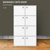 HK Rak Buku/\\8 Tier Bookshelf with Doors/Rak Buku 8 Tingkat/Home Shelf/Shelf with 8 Doors Cabinets