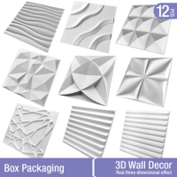 12pcs 30cm Decorative 3D Wall Panel wave Diamond Design Not self-adhesive plastic tiles 3D wall sticker room Bathroom wall paper