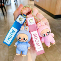 Cute Keychain for Car Keys Doll Blind Box The Monsters Bunny Labubu Key Chain Anime Accessories Keychains Bags Jewelry Wholesale