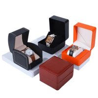 1 Pcs Pu Leather Flip Cover Watch Box With Pillow Storage Display Case Gifts Packaging Mechanical Watch Organization Jewelry Box
