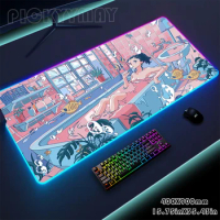 Mousepads Girl RGB Mousepad Large Gaming Desk Mat Luminous Mouse Pad Big LED Mouse Mat Desk Pad Backlit Keyboard Mats