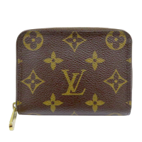 【二手名牌BRAND OFF】LOUIS VUITTON LV 路易威登 棕色 原花 帆布 拉鍊 短夾 M60067