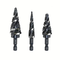 3-piece set of M35 cobalt high-speed steel step drill bits, suitable for metal, wood, plastic, and o