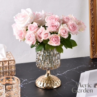 Meric Garden 法式奢華璀璨水晶玻璃仿真花藝組/裝飾花瓶/桌面擺飾